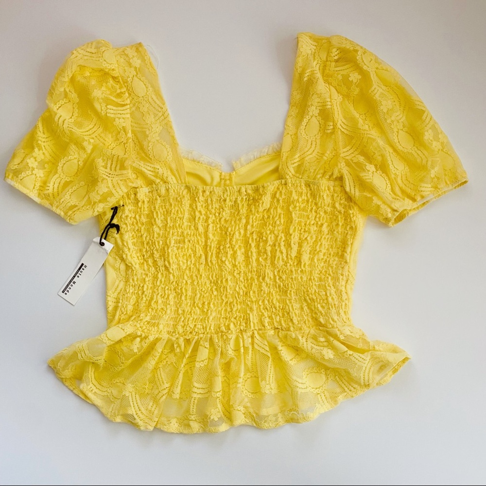 SOLD NWT Haute Monde Yellow Lace Bustier Corset Top - Picture 4 of 9